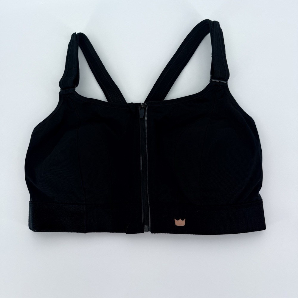 SHEFIT Ultimate Sports Bra 5 Luxe High Impact Front Zip Adjustable Support Black